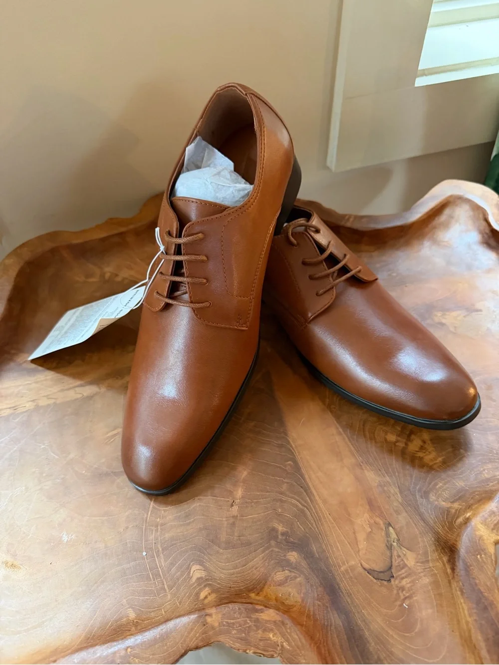 NEW Amazon Essentials Men’s Classic Brown Pu Leather Oxford Dress Shoes 8.5